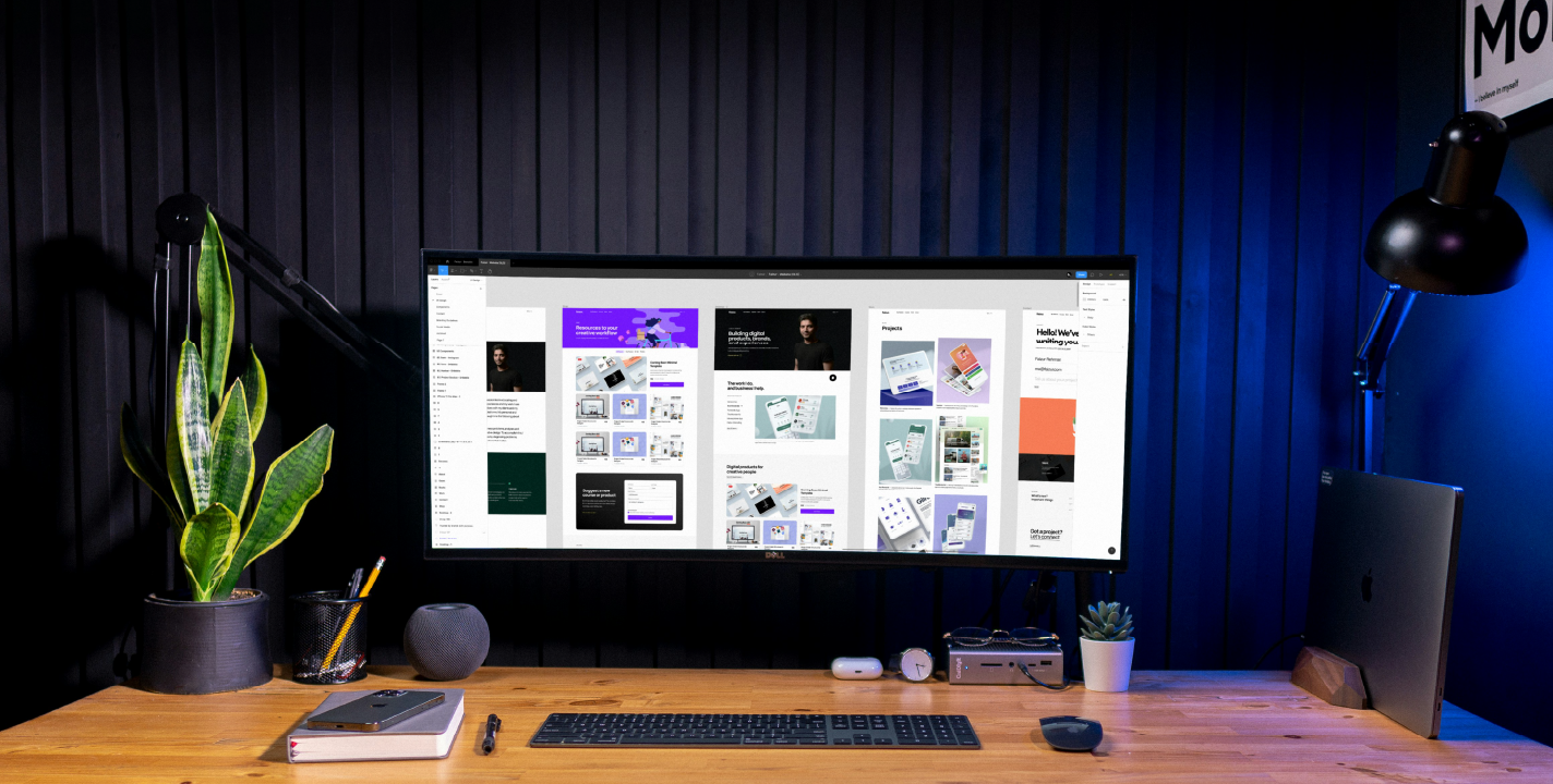 UI/UX design on a widescreen monitor showing seamless user journey