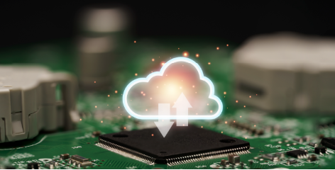 Microchip with cloud icon representing Cloud Services