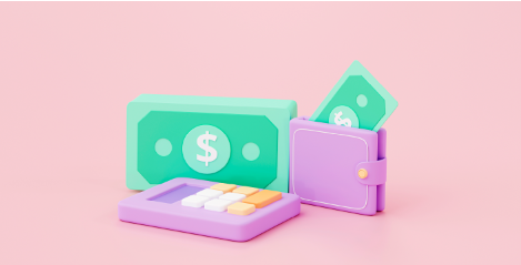 cloud cost optimization with wallet, calculator, and dollar bills