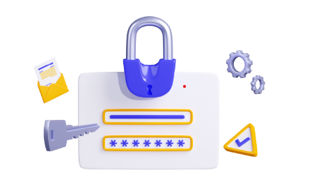 Cloud Security with 24/7 Monitoring and Disaster Recovery – 3D illustration of a secure login interface