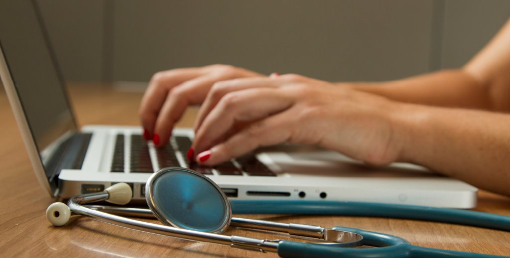 Telemedicine platforms access via laptop for remote healthcare consultations