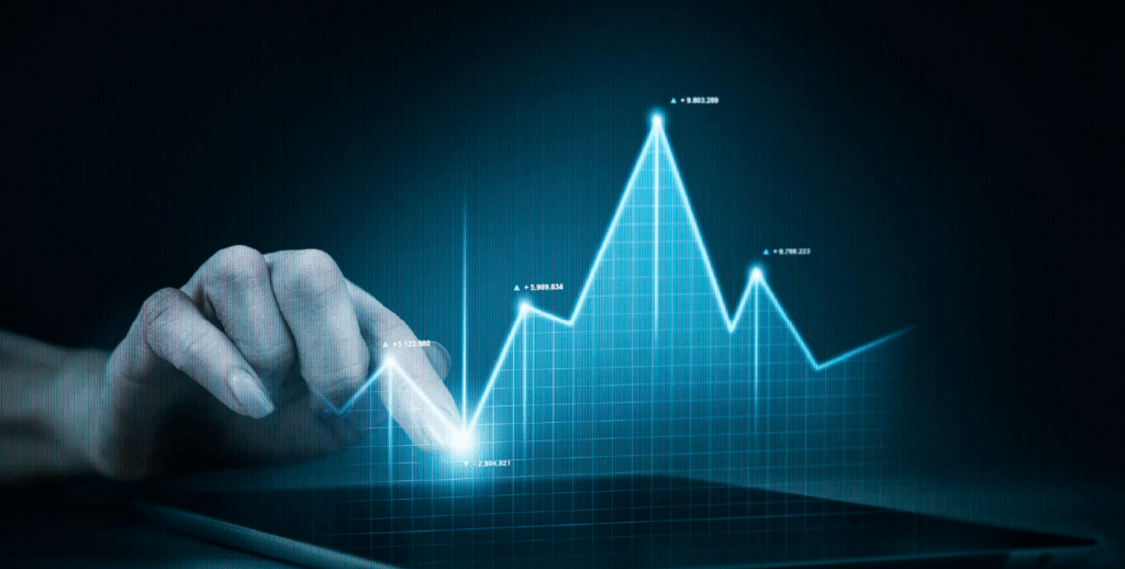 AWS data analysis visual showing real-time business metrics through an interactive dashboard interface.