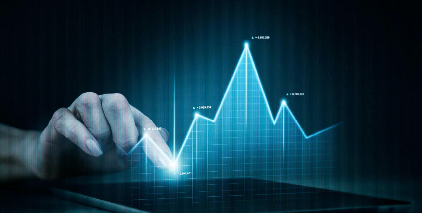 AWS data analysis visual showing real-time business metrics through an interactive dashboard interface.
