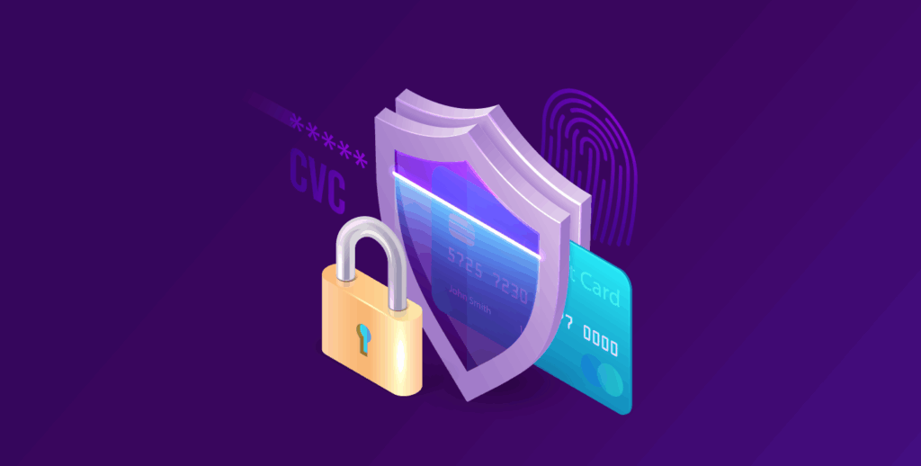 Generative AI for insurance fraud detection showing a secure credit card protected by a digital shield